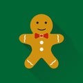 Gingerbread man. Christmas holiday and new year`s cookie. Gingerbread flat icon with long shadow. Vector illustration Royalty Free Stock Photo